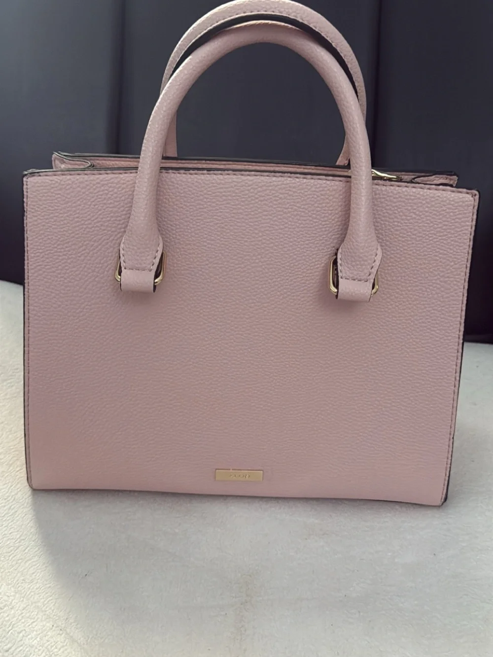 ALDO Pink Structured Satchel with Gold Charm and Pouch
